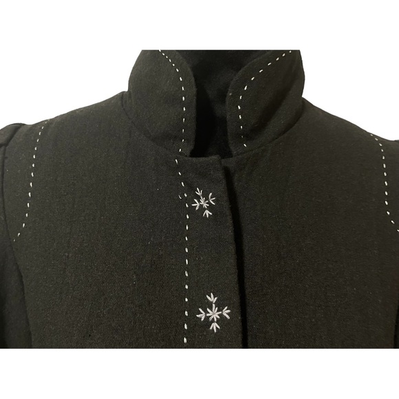 Rare Anthropologie One September Jacket Womens Small Black Snowflakes Wool Coat - Picture 7 of 15